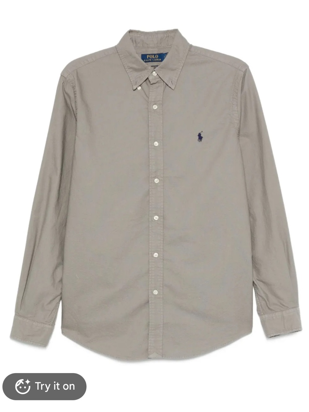 Ralph Lauren Blake 100% Cotton Men's Light Gray Button-Down Shirt with Navy Pony